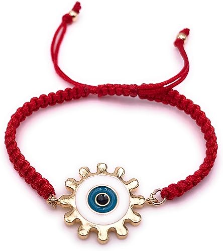 Miniatura 4 de LESLIE BOULES Pulsera tejida de cuerda roja de mal de ojo para mujer, joyería artesanal, Cristal