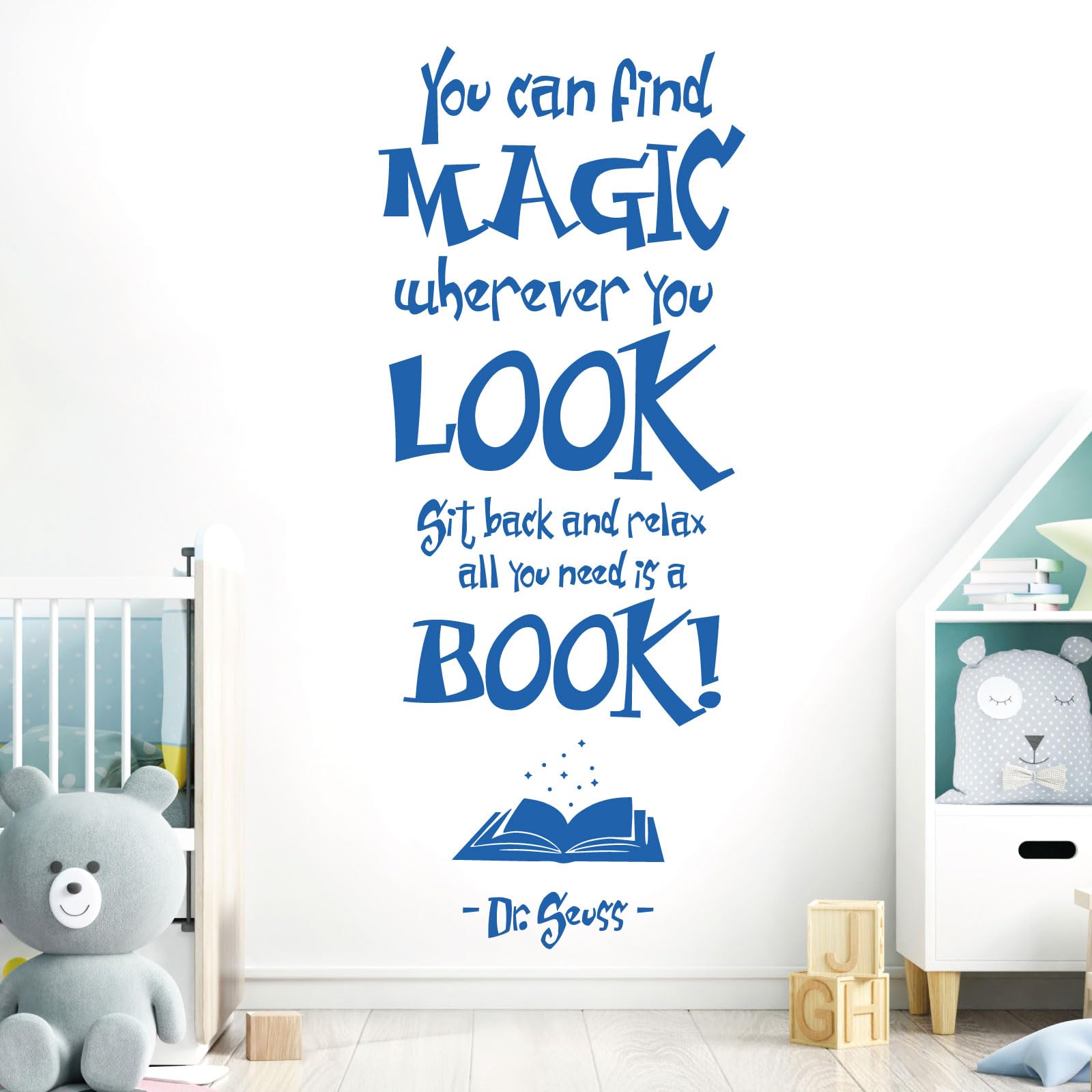 You Can Find Magic Wherever You Look - Dr Seuss Book Quote Vinyl Wall Decal Sticker [Large] [Marina]