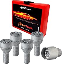 Anti-theft wheel screws for Renault Clio III/Clio IV from 2006 onwards | M12x1.5 steel grey | set of 4 with key