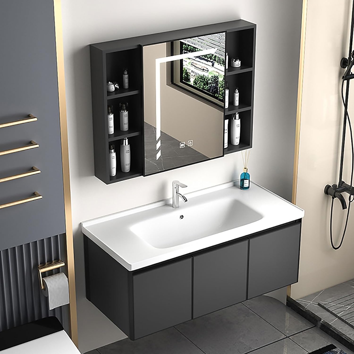 amzwkt Bathroom Vanity with Sink, with Hot and Cold