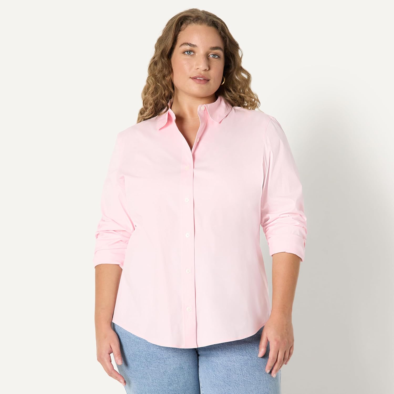 Amazon Essentials Women's Regular-Fit Stretch Poplin Button-Up Dress Shirt - Image 6