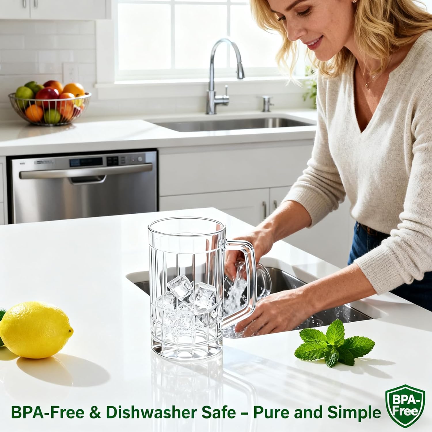 40 Pack Plastic Beer Mugs with Handles, 16 oz Clear Reusable Beer Steins Bulk for Party Bar Oktoberfest BBQ, Shatterproof Drinking Cups for Soda Juice Water - Image 6