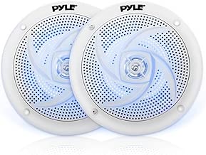 Pyle Marine Speakers - 6.5 Inch 2 Way Waterproof and Weather Resistant Outdoor Audio Stereo Sound System with LED Lights, 240 Watt Power and Low Profile Slim Style - 1 Pair - PLMRS63WL (White) - coolthings.us