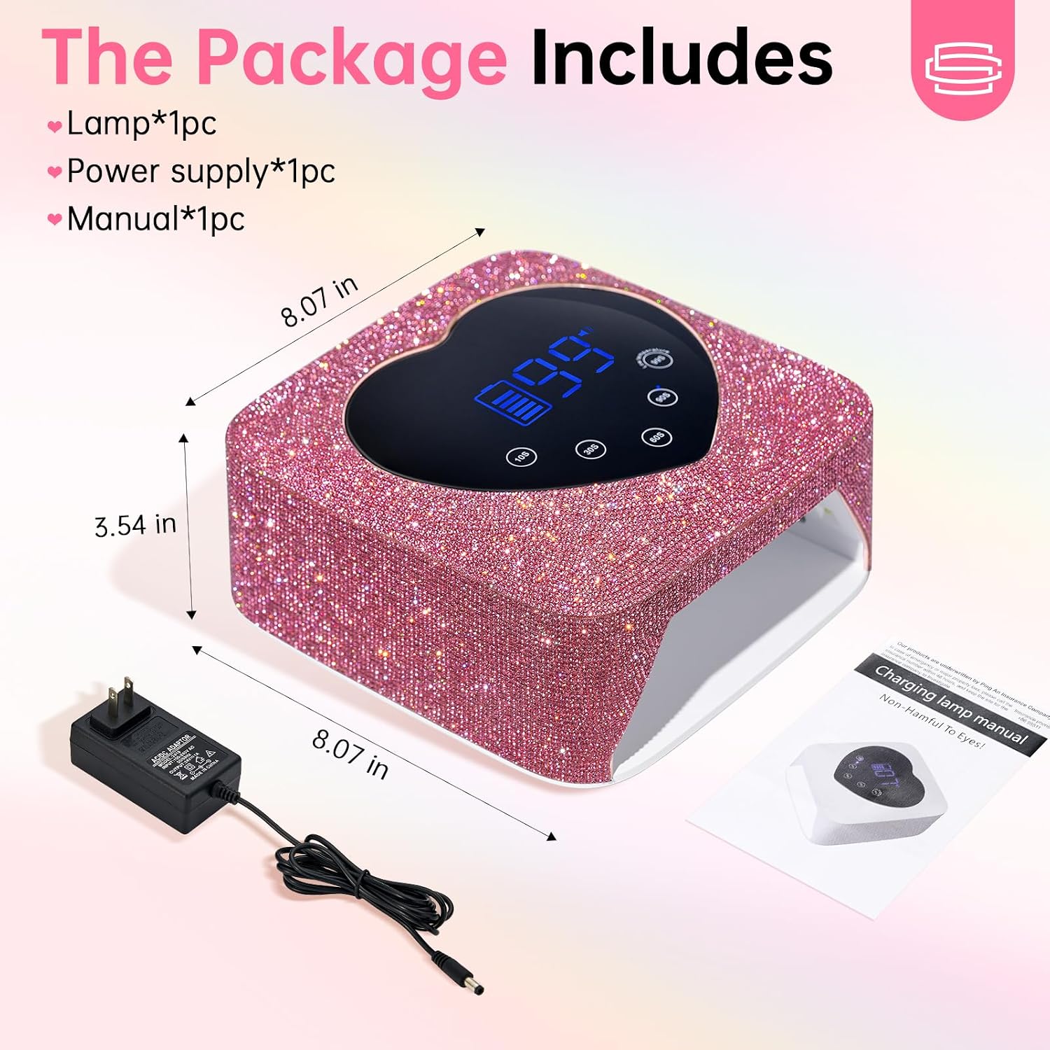 Nail Dust Collector Reusable Filters 56W Powerful Vacuum Fan with Hand Pillow & UV LED Nail Lamp 72W Rechargeable Sparkly Wireless Nail Dryer Gel Polish Light with 5 Timer Setting