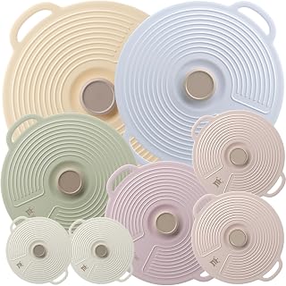GUANCI 8 Pack Silicone Stretch Lids for Bowls, Cups, Pots & Pans - Microwave Safe, Heat Resistant 6 Sizes, Reusable Oven Fridge Covers
