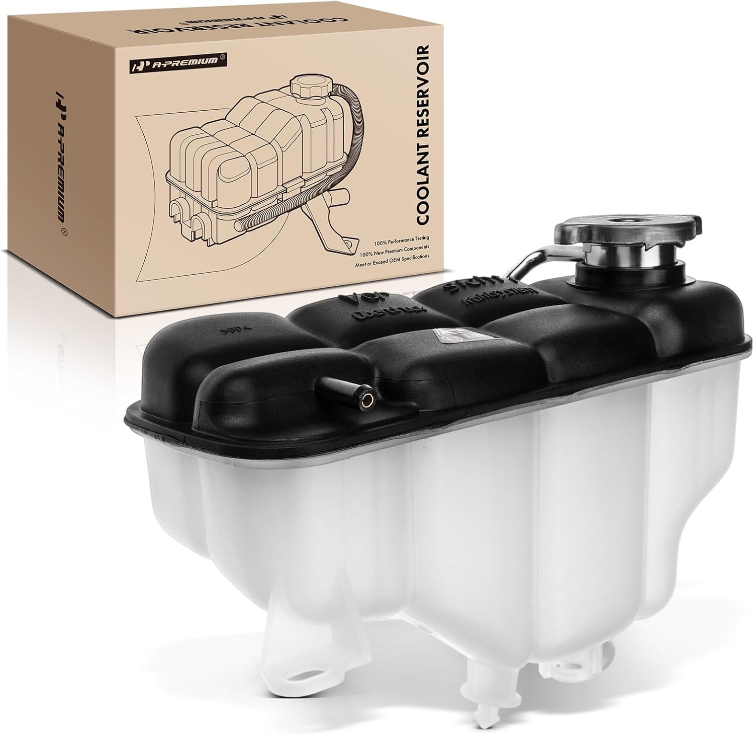 A-Premium Engine Coolant Overflow Recovery Reservoir Tank [with Cap] Compatible with Mercedes-Benz C220 1994-1996, C230 1997-2000, C280 1994-1997, C36 AMG 1995-1997 - Front Side