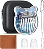7 Pcs 8 Keys Mini Kalimba Piano Sets, Include Mini Finger Thumb Piano with Lanyard Chain, Finger Protector and Cleaning Cloth for Kids and Adults Musical Beginners Rainbow Bear Style