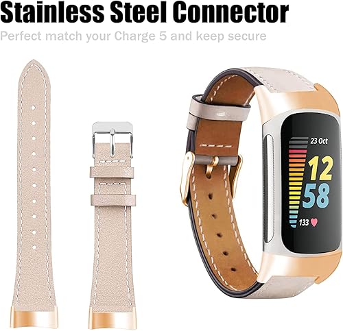 Miniatura 3 de Replacement Leather Band Compatible for Fitbit Charge 256, Classic Genuine Leather Wristband for Men Women