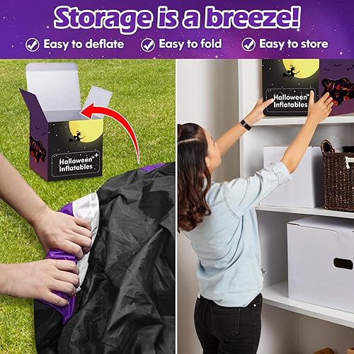 Miniatura 8 de MICOCAH Inflables de Halloween de 7 pies de alto, dragón gigante de 2 cabezas, decoraciones al aire libre con luces LED intermitentes integradas