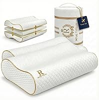 Vista 11 de Almohada de viaje de espuma viscoelástica Royal Therapy, almohada para el cuello de bambú ajustable para dormir de lado (viaje 18 x 12 x 5)