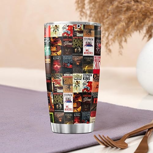 Miniatura 4 de Vaso Stephen de acero inoxidable King Hot Book aislado Collage Travel Steel Tea Iced 20 30 Oz Office Coffee