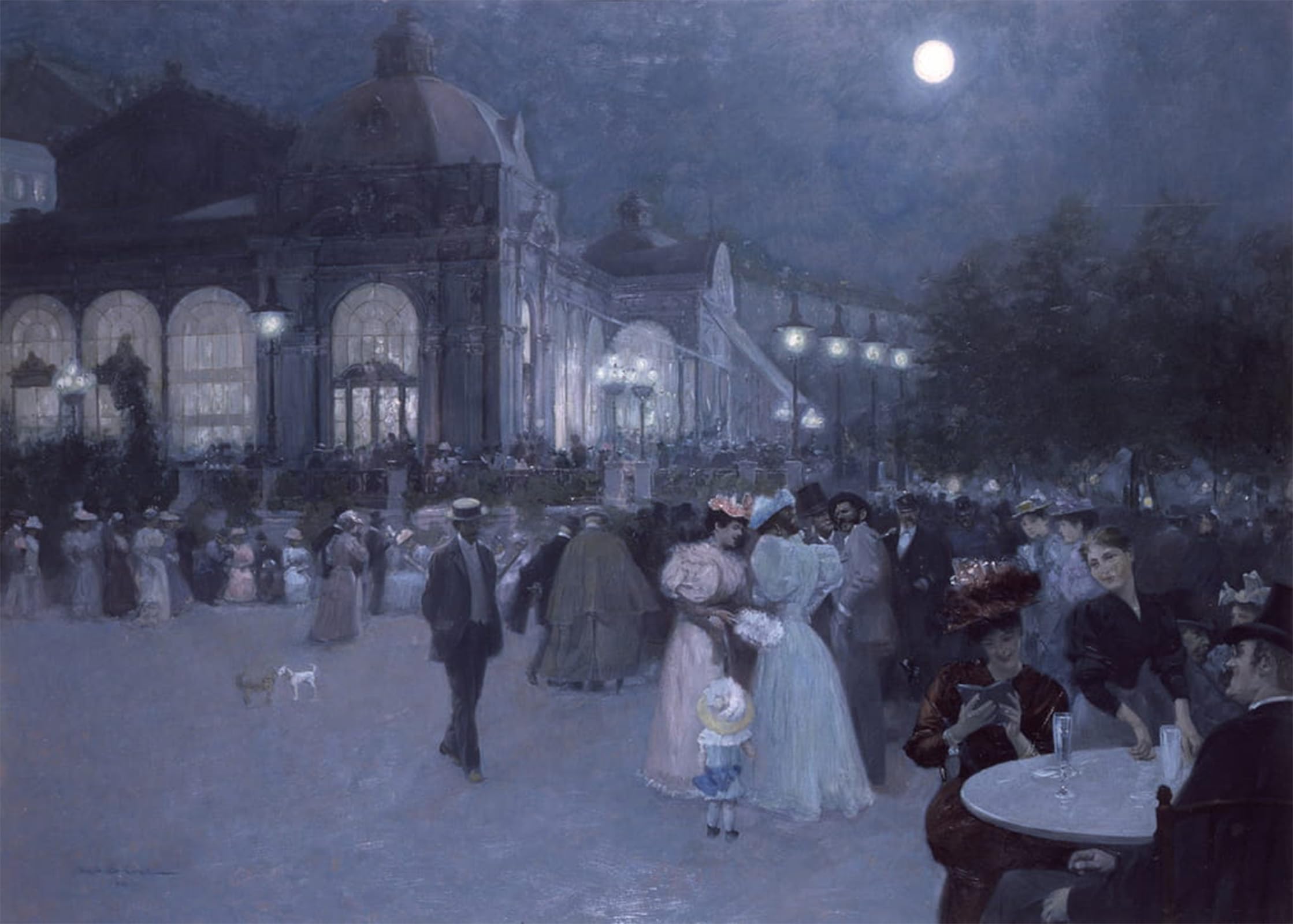 POSTERIIk Vintage Classic Picture Landscape Artwork Evening Concert in the City Park by Wilhelm Gause Portrait Canvas Painting for Office Home Decor 60x90cm