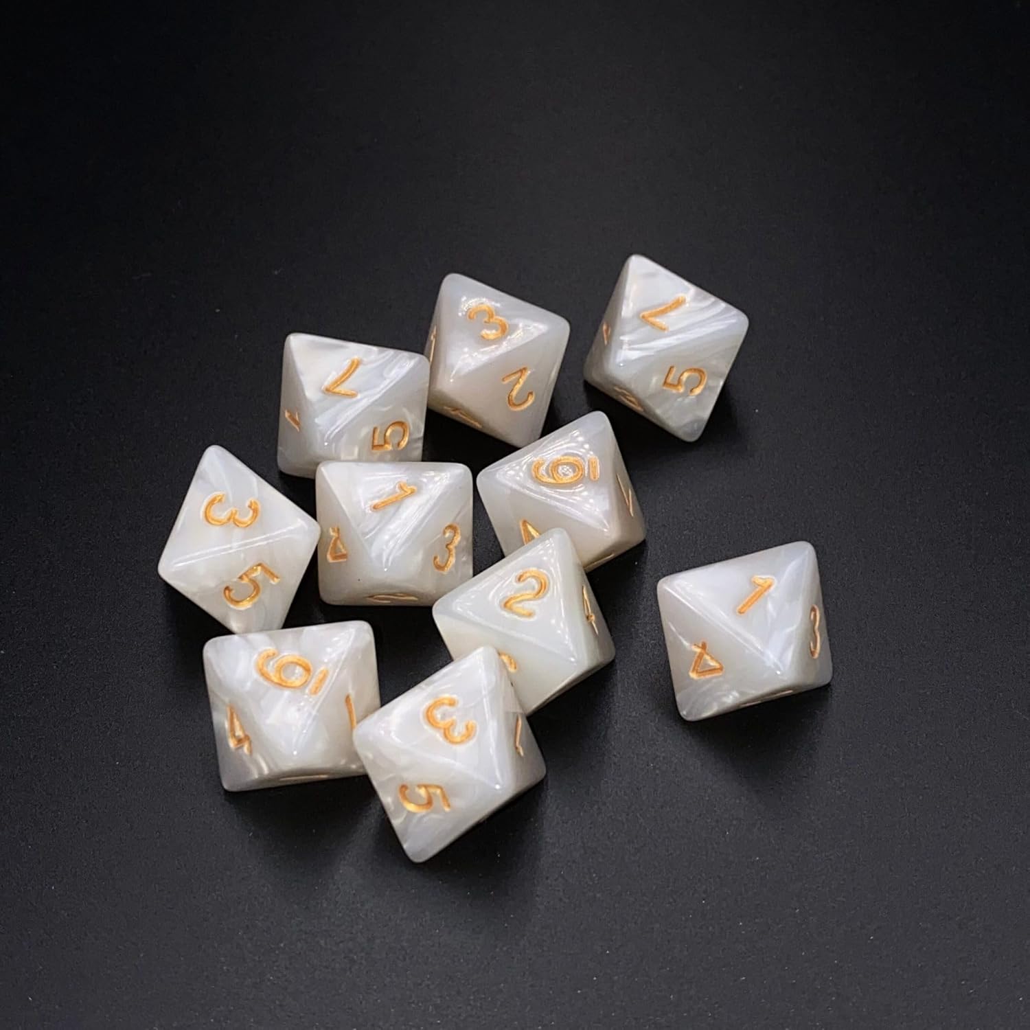 D8 Polyhedral Dice Set - 8-Sided Dice with Numbers,Ideal for Board Games, Classroom Activities, Party Table & Gaming Fun (10-Pieces, Color: White, Size: 1.6cm/0.63in)