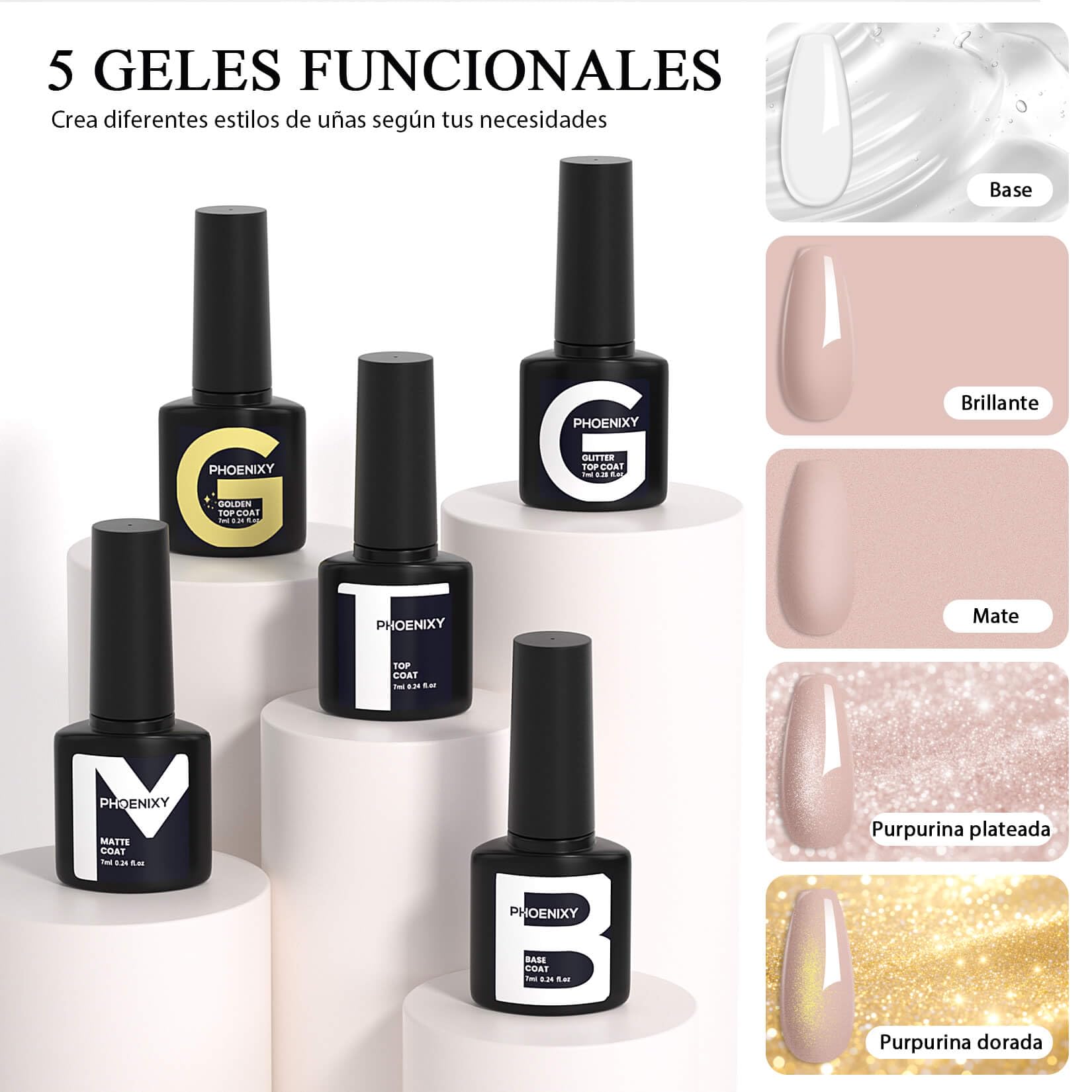 Phoenixy Uñas Semipermanentes Kit Completo con Lampara U V/LED 35 PCS Kit Uñas Semipermanentes con Torno para Uñas DIY Nail Art Set Manicura para Principiantes