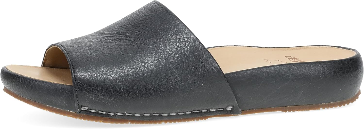 Dansko Women's Twyla Luxe Leather Slide Sandals — Minimalist Platform Slides with Cushioned Footbed, Breathable Leather Socklining & Durable Rubber Outsole