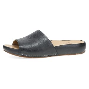 Dansko Womens Twyla Luxe Leather Slide Sandals Minimalist Platform Slides with Cushioned Footbed Breathable Leather Socklining Durable Rubber