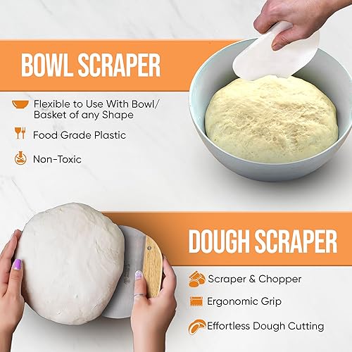 Miniatura 8 de Kit completo de iniciación de masa madre y suministros para hornear pan de masa madre, incluye cesta de prueba Banneton de 9 pulgadas, tarro de Kit