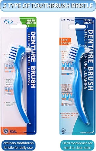 Miniatura 2 de Paquete de 2 cepillos de dientes limpios para dentaduras postizas con cerdas ordinarias o duras múltiples capas, cerdas ordinarias o duras dobles
