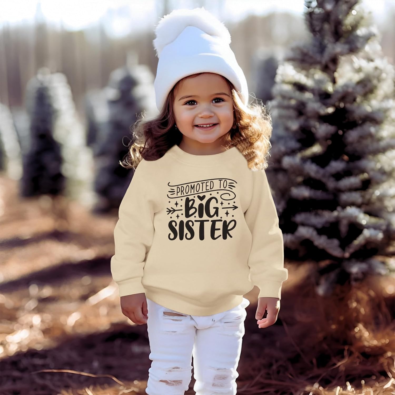 Promoted to Big Sister Sweatshirt Toddler Girl Announcement Shirt Outfit Crewneck Pullover Long Sleeve Fall Tops - Image 2