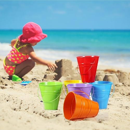 Miniatura 2 de Sadnyy Paquete de 12 cubos de metal con asa, cubo galvanizado de 4.5 x 5 pulgadas, suministros de fiesta, manualidades para Navidad, Halloween,