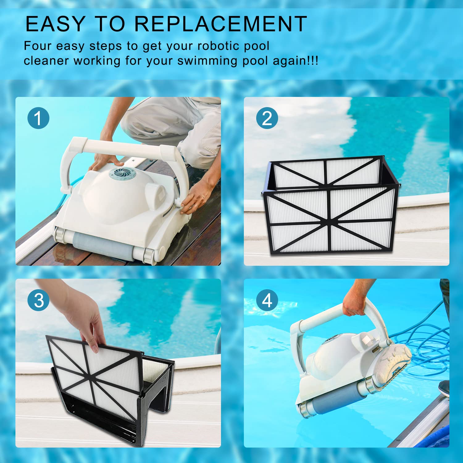 Savita 2 Piezas Limpiador de Piscina, Limpiador de Filtros Piscina Filtros de Limpiador de Piscina Compatible con RCX70101 PAK2 Hayward Tiger Shark Aqua Vac Filtros de Robot Limpiador de Piscina