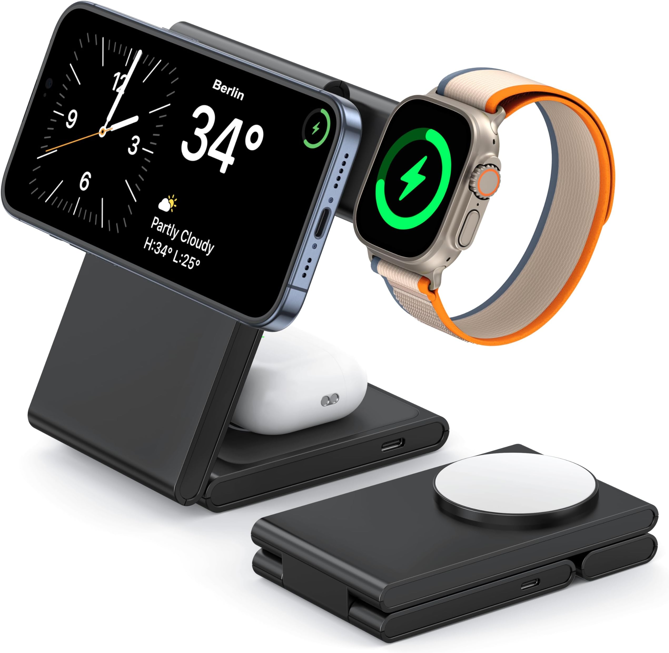 Wireless Charger Dock Charging Station 3 in 1 for Apple Watch Iphone 13 14 15 16 main image 0