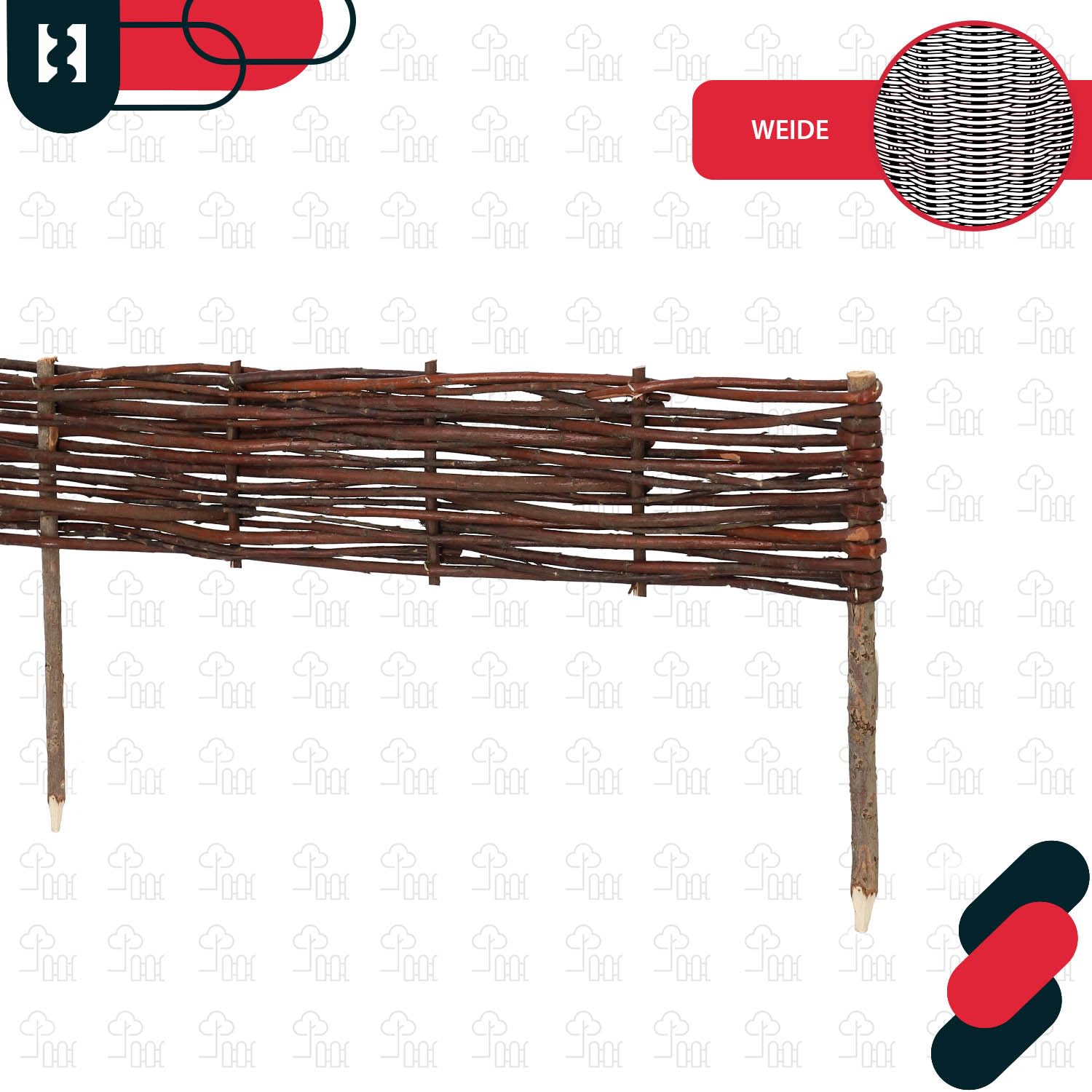 KOTARBAU® Lot de 5 Clôture Bois - Bordure Jardin Extérieur - 120 x 10 cm - Bordure de Jardin en Osier à Planter - Marron - Cloture en Osier - Décoration Extérieure