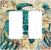 Vista 94 de Funky Retro Vintage 70s 60s Boho Hippie Hongo Botánico Floral 2 Gang Interruptor de luz de palanca doble Placa de pared Cubierta de toma