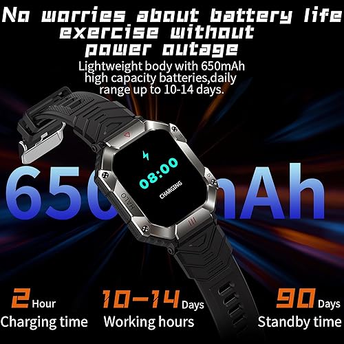 Miniatura 7 de Pard Pantalla IPS de 2.0 pulgadas para viajes al aire libre Smart Sports Fitness Tracker, reloj inteligente ultraligero, camuflaje naranja