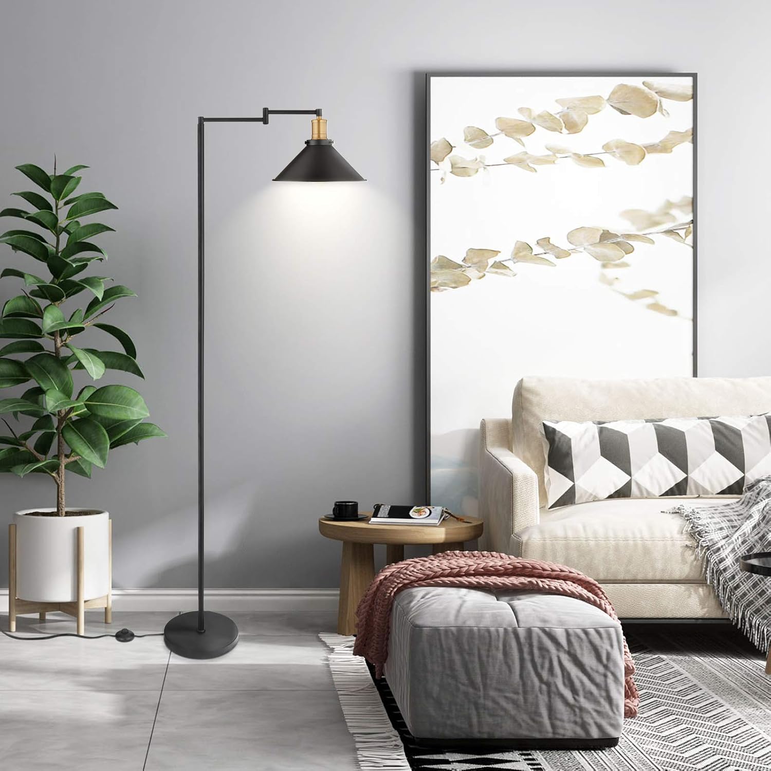 Bеѕt Sеllеr Industrial Swing Arm Floor Lamp with Bronze Head & Oil Black Shade,On-Off Switch,Retro Indoor Pole Light for Bedroom,Living Room,Study Room or Offices (Black) Suреr Brаndѕ Industrial Swing Arm Floor Lamp with Bronze Head & Oil Black Shade,On-Off Switch,Retro Indoor Pole Light for Bedroom,Living Room,Study Room or Offices (Black)