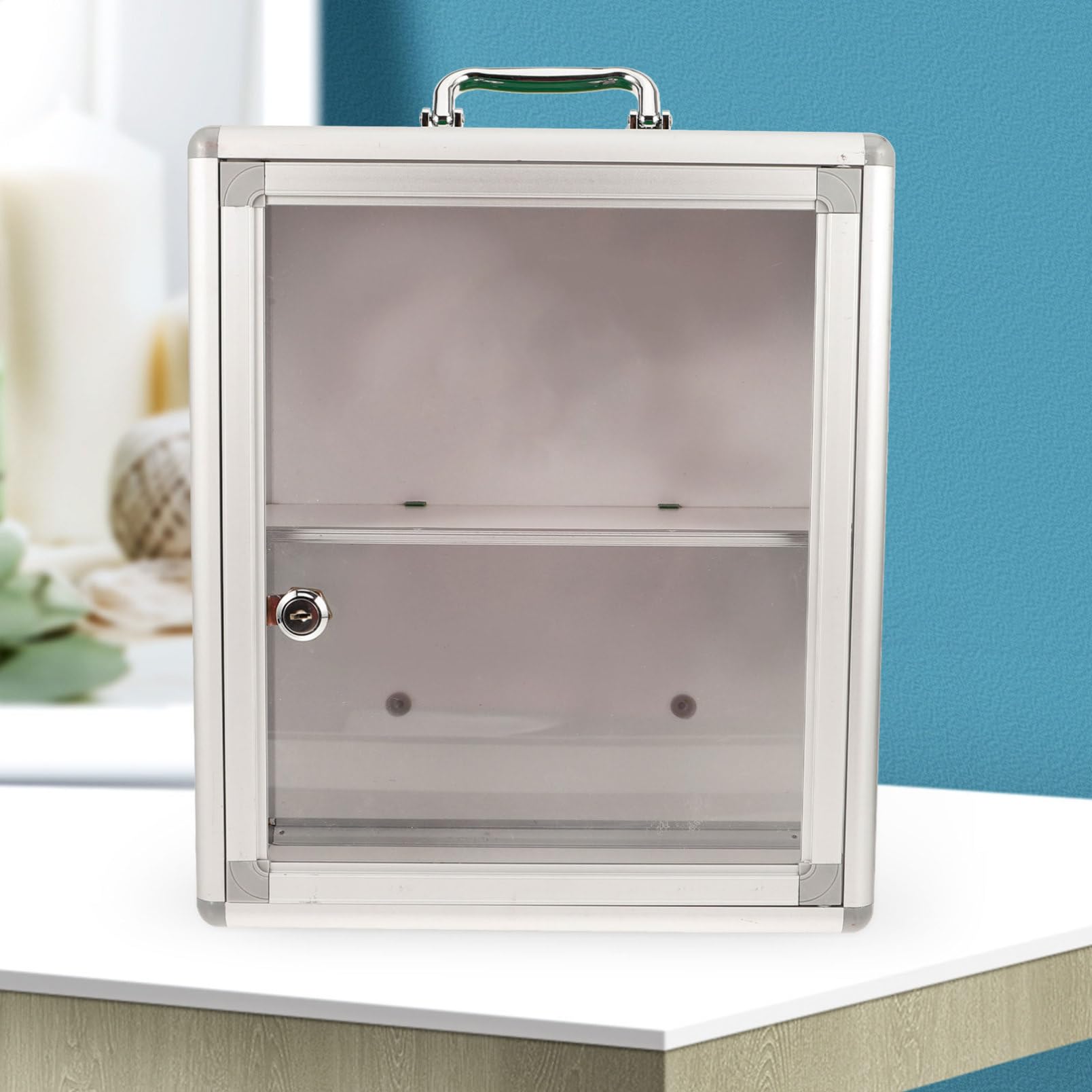 FUOYLOO Caja para Botiquín de Primeros Auxilios Montada en Pared, Armario Metálico Cerradura, Almacenamiento Práctico para Medicamentos y Artículos de Emergencia en Hogares y Lugares