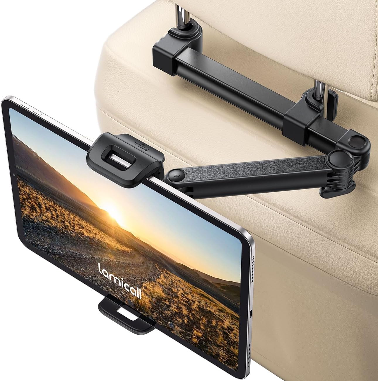 Lamicall Tablet Halterung Auto Kopfstütze - [Dikere &amp; Faltbare Tabletklemme] Ausziehbarer Tablethalterungen Auto, 360° Tablethalter KFZ Tablet Halter für iPad, Fire Kids, Samsung Tab, Smartphone