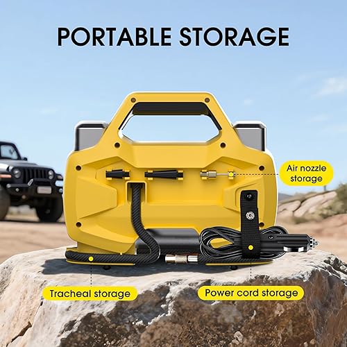 Miniatura 6 de Bomba de inflado de neumáticos portátil resistente, cilindros dobles y bomba de neumáticos de doble motor, bombas de aire de 150 PSI apagado