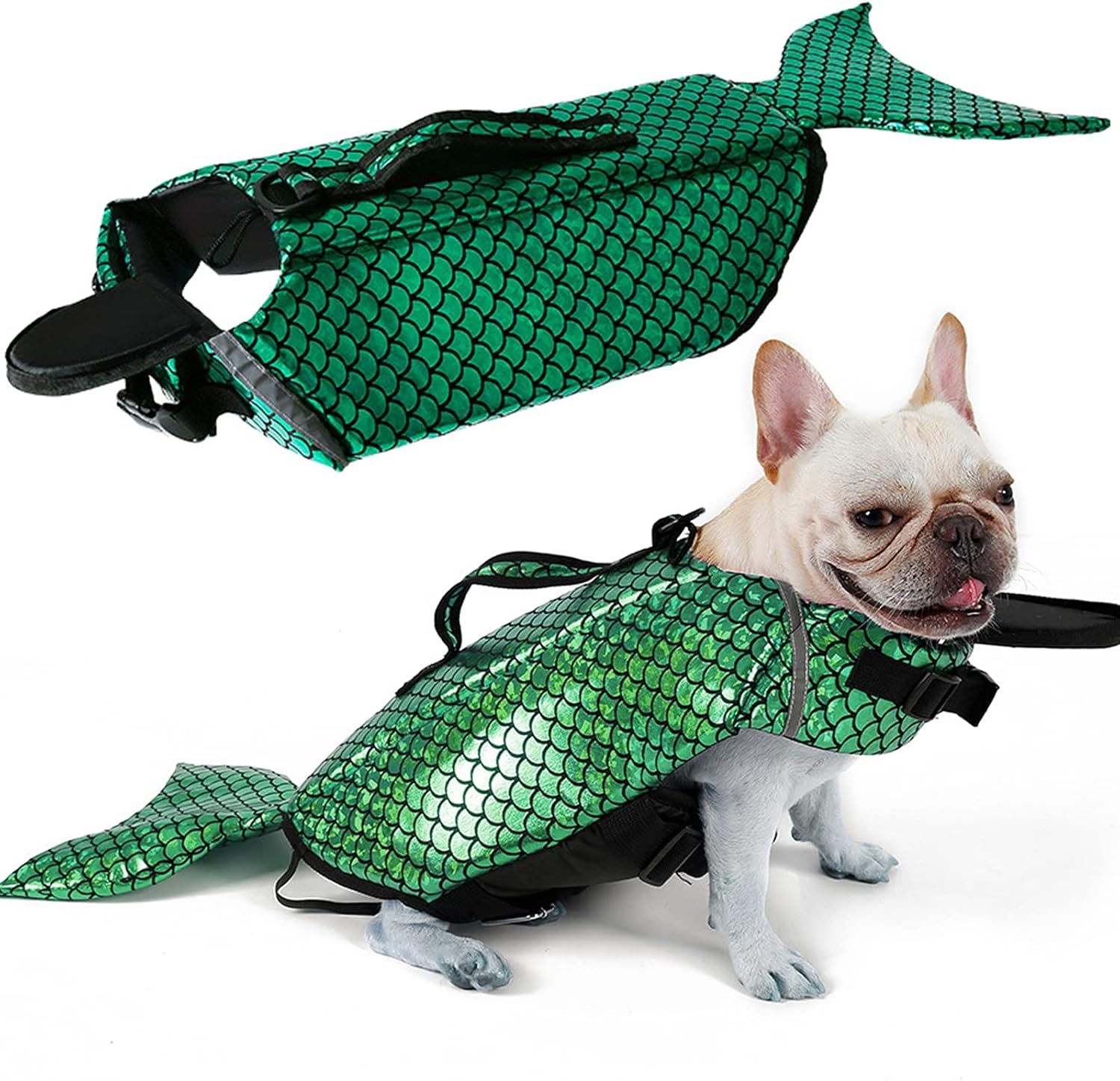 Mermaid Dog Life Jacket for Small Medium Large Dogs,Pet Ripstop Floatation Life Lifesaver Vest Safety Vest for Swimming Pool,Beach,Boating with Superior Buoyancy & Rescue Handle