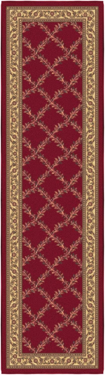 Ottomanson Hallway Runner Rug 1'10" x 6' Non Slip Trellis Area Rugs Easy to Clean Laundry Rug Runner Durable & Pet Friendly Floor Carpet Runners for Hallways Entryway Living Room Kitchen Bathroom, Red