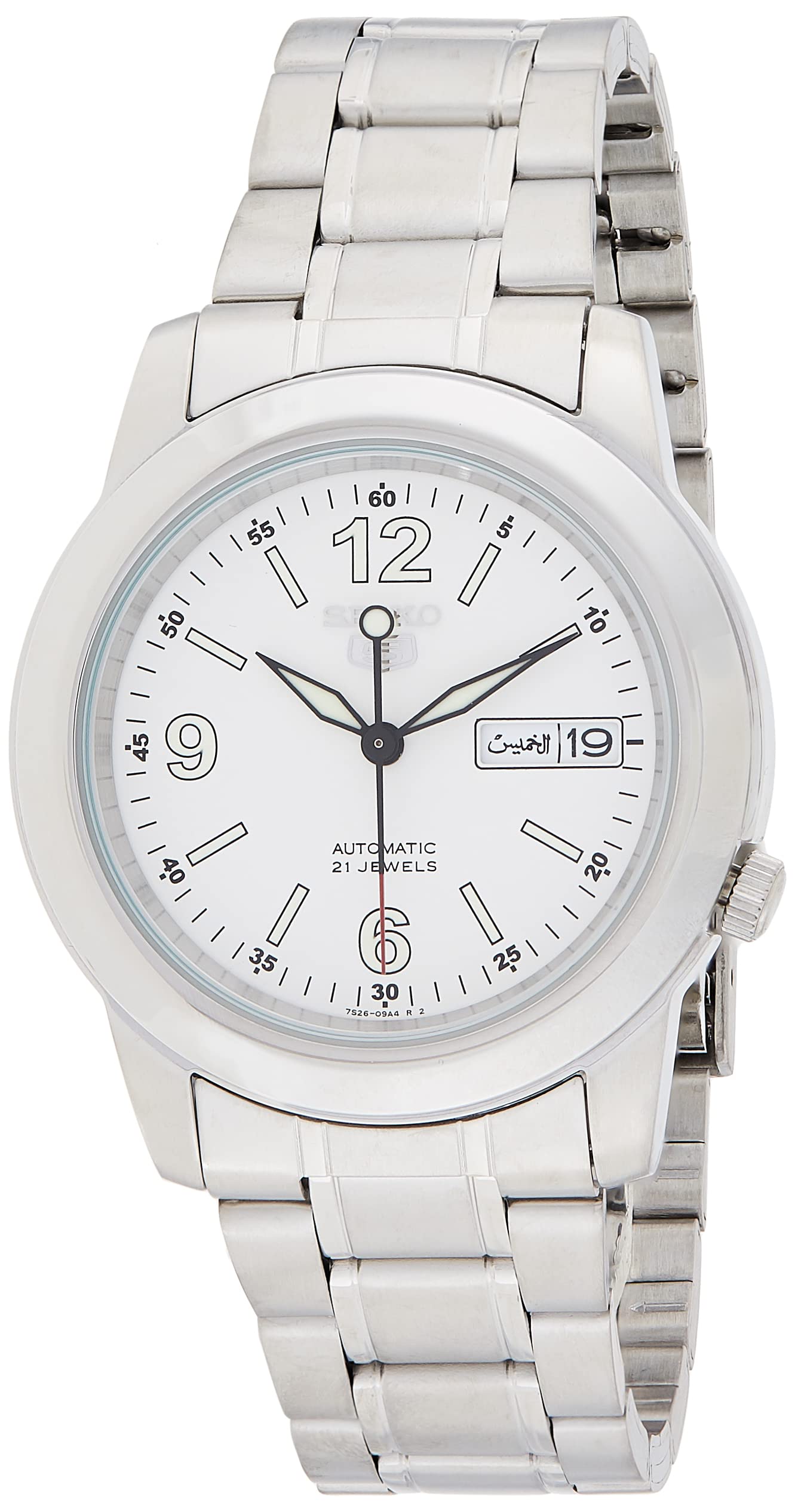 Seiko Men's 5 Automatic Watch with Analog Display and Stainless Steel Strap SNKE57