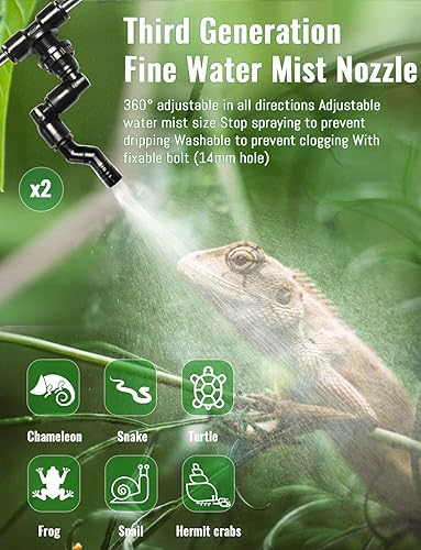 Miniatura 5 de Reptile Mister automático, sistema silencioso de niebla de reptiles con temporizador, humidificadores de niebla de reptiles con boquillas de niebla