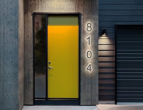 Miniatura 5 de Números de casa LED de 8 pulgadas, letreros de dirección modernos para hogares, suaves, brillo exterior, negro o acero inoxidable, resistente a la