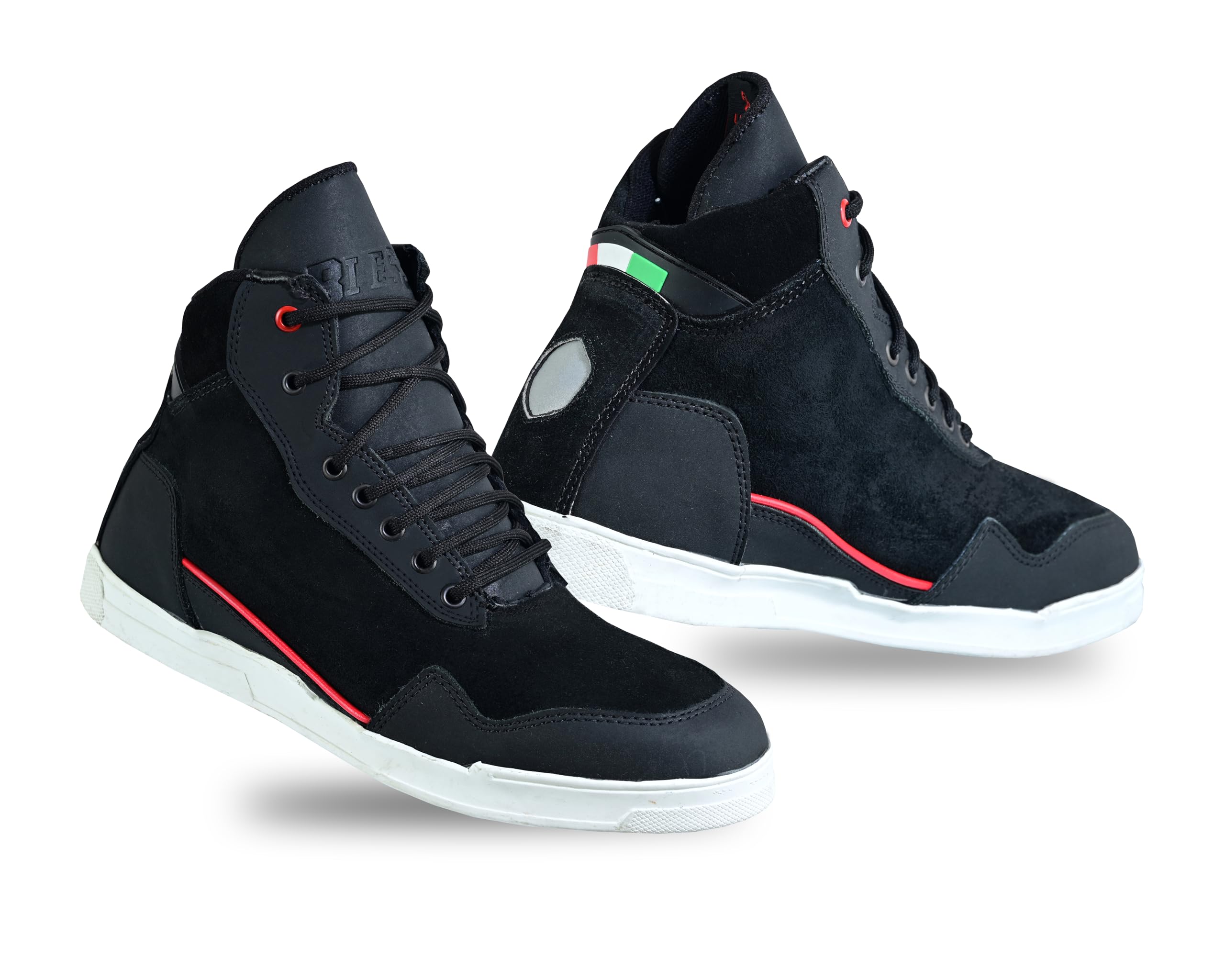 BI ESSE EVO-X Scarpe Moto Uomo - Stivali in Pelle, Traspirante, Rinforzato con Supporto della Caviglia, Suola Antiscivolo