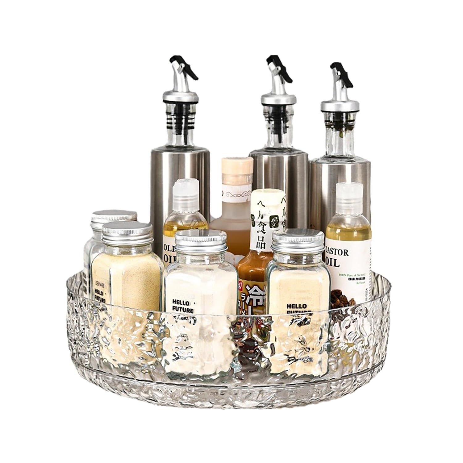 Lazy Susan Organizer, Clear 11 Inch Non-Skid Lazy Susan Turntable for Cabinet, Kitchen, Table, Countertop and Pantry, Round Lazy Susans for Rotating Spice Rack, Refrigerator, Vanity Tray, Bathroom