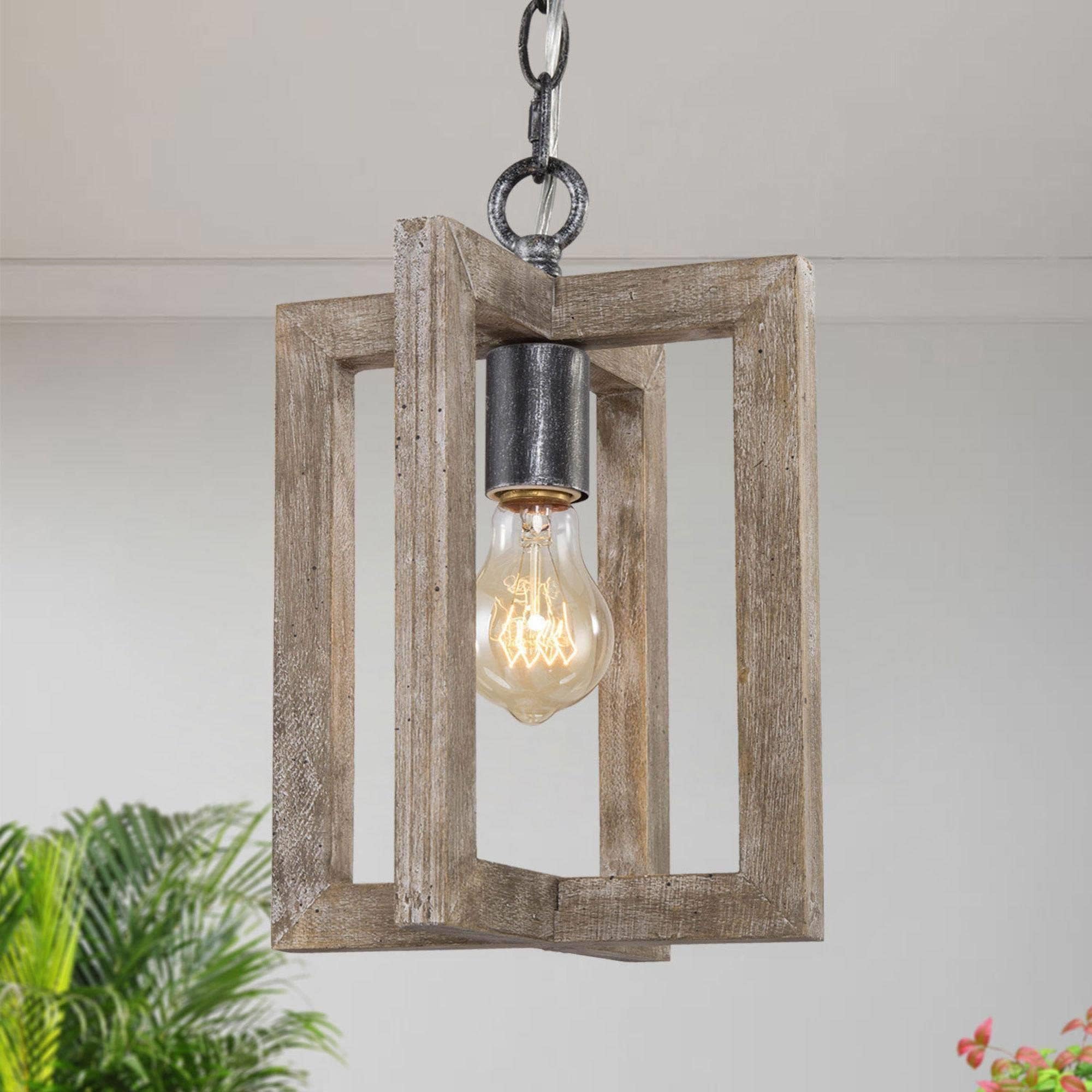 Farmhouse Pendant Light, Wood Pendant Hanging Light Fixtures for ...