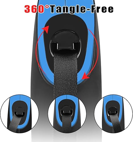 Miniatura 8 de Correa retráctil para perro con luz, correas de 16 pies con bolsa de excrementos y soporte, un botón de rotura y bloqueo, 360 sin enredos, agarre