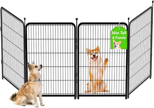 Garden Fencing 36 Inch High, 4 Panels Total 8.9 FtL Dog Fencing Outdoor for Yard, 4 One-Sided Plate, No Door, Anti Dig Fence Barrier, Dog Pen, Rabbit Fence, Garden Fences and Borders