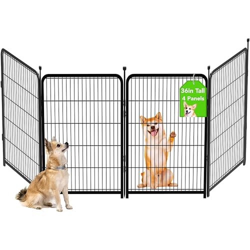 Garden Fencing 36 Inch High, 4 Panels Total 8.9 Ft(L) Dog Fencing Outdoor for Yard, 4 One-Sided Plate, No Door, Anti Dig Fence Barrier, Dog Pen, Rabbit Fence, Garden Fences and Borders