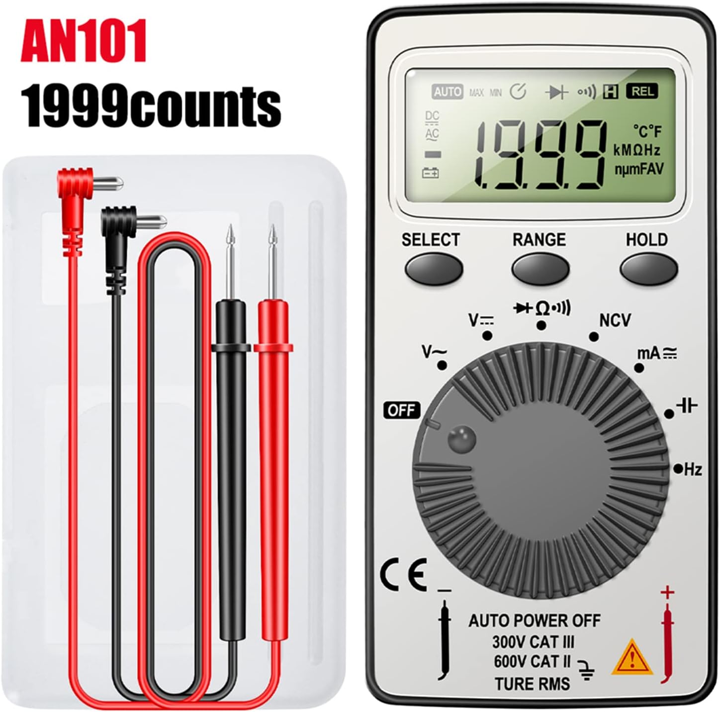 Digital Multimeter Auto-Ranging Voltmeter Tester Meter Voltage Meter Multifunctional Pocket Multi Tester with NCV- Contact Tester Electrical