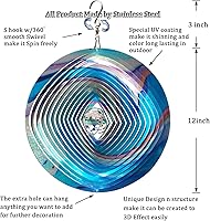 Vista 47 de FONMY - Molinillo de viento con forma de mandala y con bola de cristal en 3D, de acero inoxidable, atrapasol, ideal como regalo de Navidad