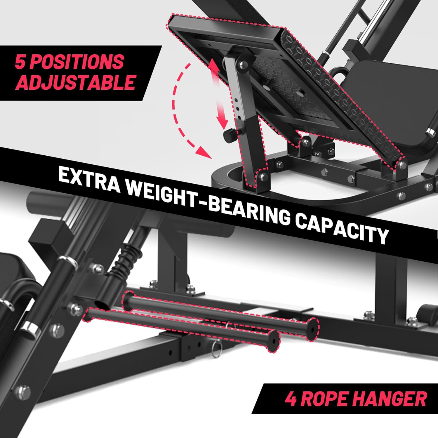 Leg Press Hack Squat Machine, 2 in 1 Leg Press Machine for Home Gym with Linear Bearing, Specialty Hack Squat Machine for Full Lower Body Workout with Calf Block Leg Press Hack Squat Machine, 2 in 1 Leg Press Machine for Home Gym with Linear Bearing, Specialty Hack Squat Machine for Full Lower Body Workout with Calf Block