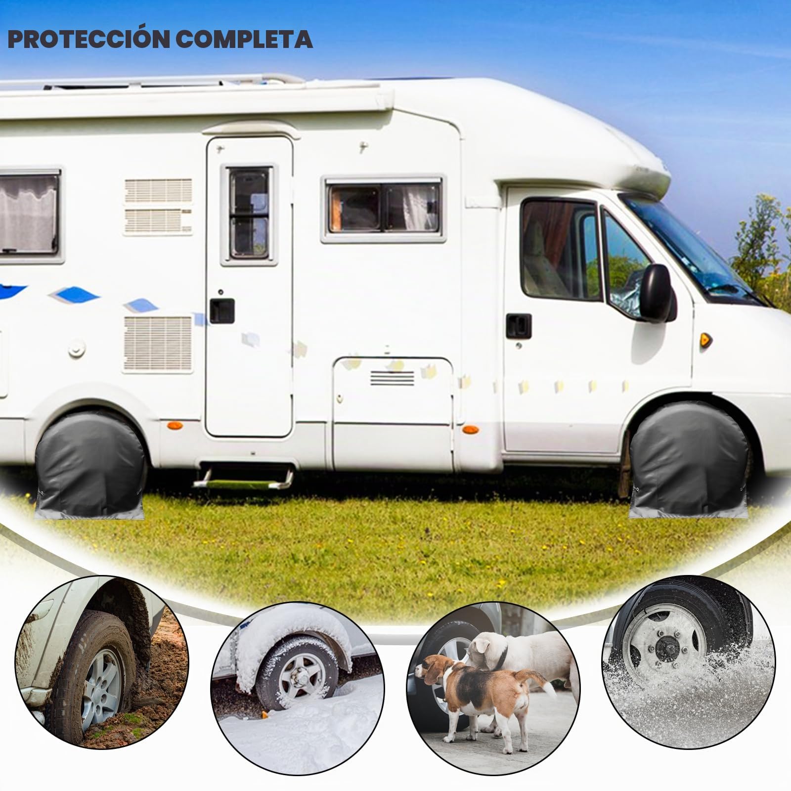 Raxfekro 2 Cubiertas para Ruedas de Caravana, Color Negro (72,5 x 72,5 cm), Adecuado para Coches, Remolques y Más