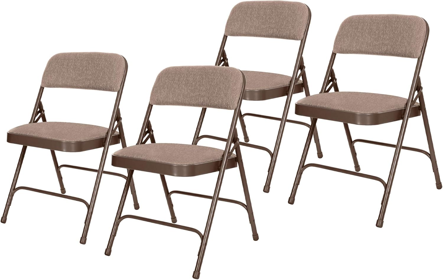 OEF Furnishings Deluxe Fabric Upholstered Double Hinge Premium Folding Chairs, Brown : Home & Kitchen