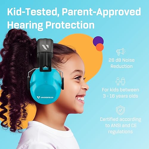 Miniatura 9 de Vanderfields Protección auditiva para niños, auriculares con cancelación de ruido para niños, de 3 a 16 años, reducción de ruido de 26 dB27 dB,